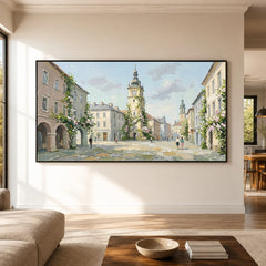 Clocktower Morning - living room hero - textured impasto artwork