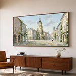 Clocktower Morning - oblique side view - textured impasto artwork