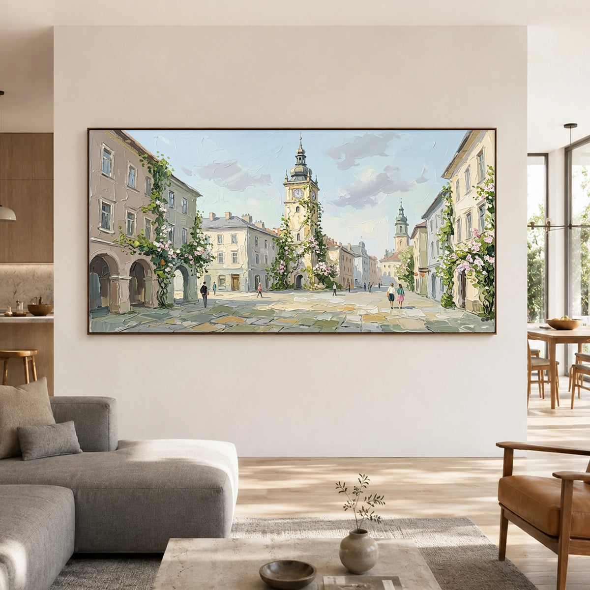 Clocktower Morning - living room - textured impasto artwork