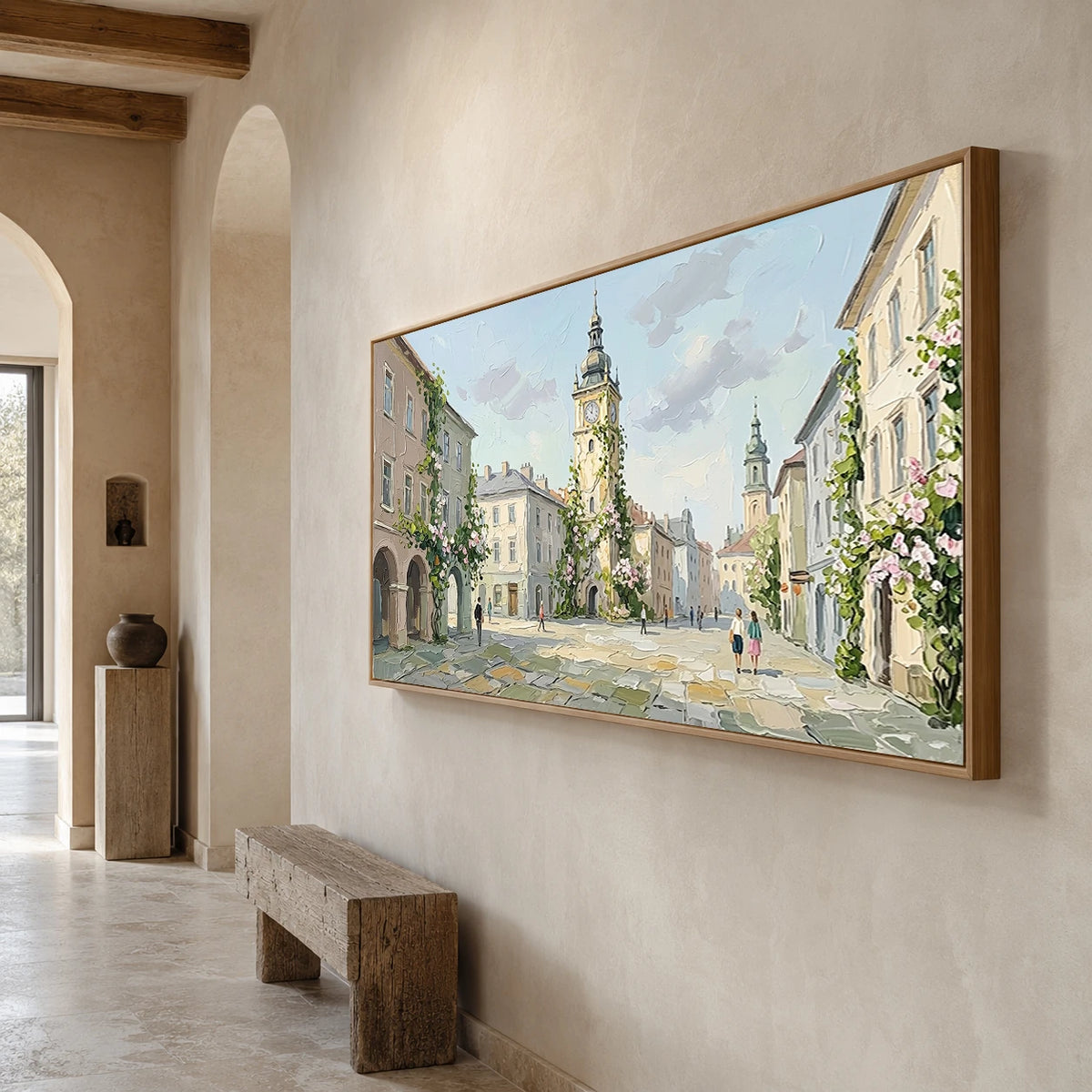 Clocktower Morning - opposite side view - textured impasto artwork
