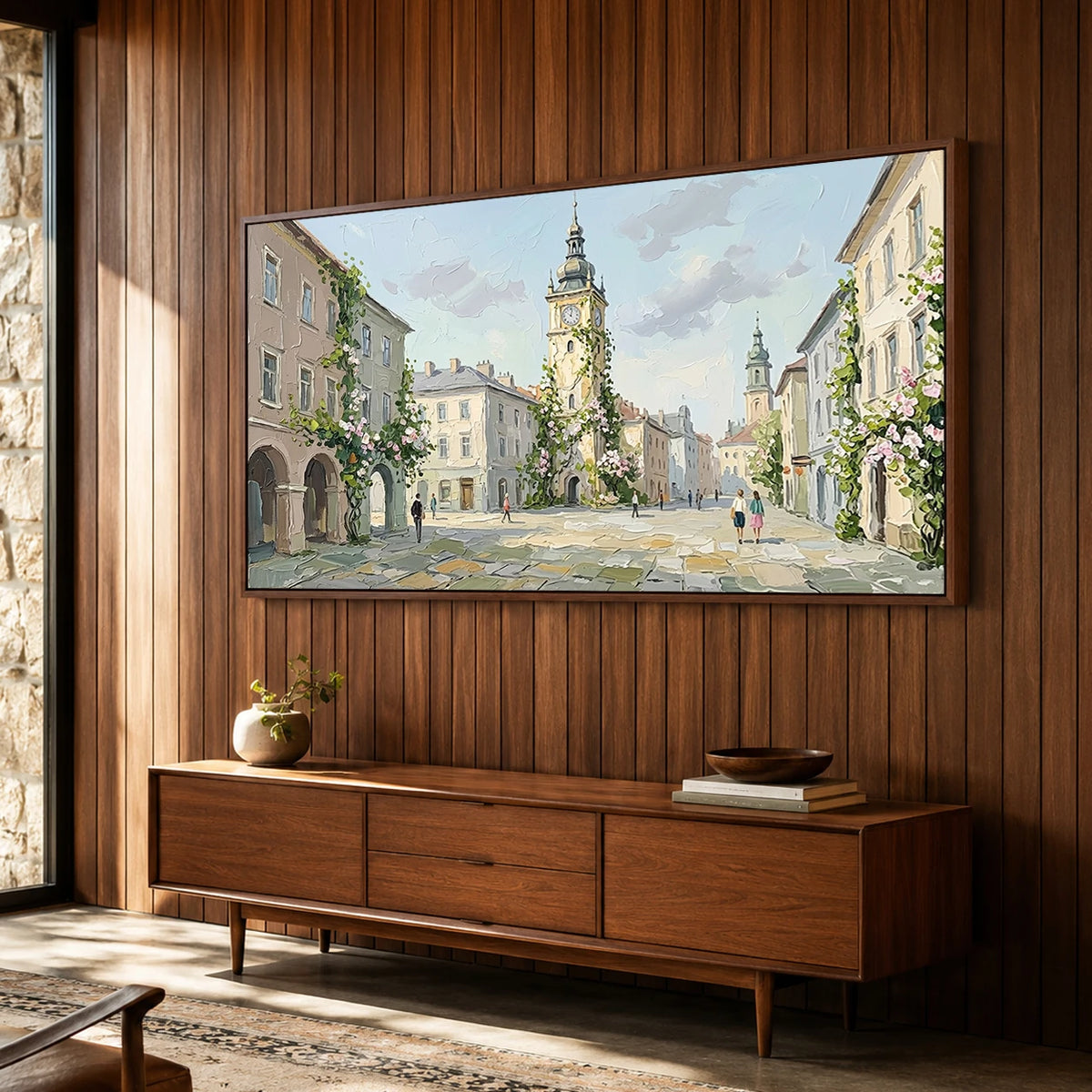 Clocktower Morning - entryway - textured impasto artwork