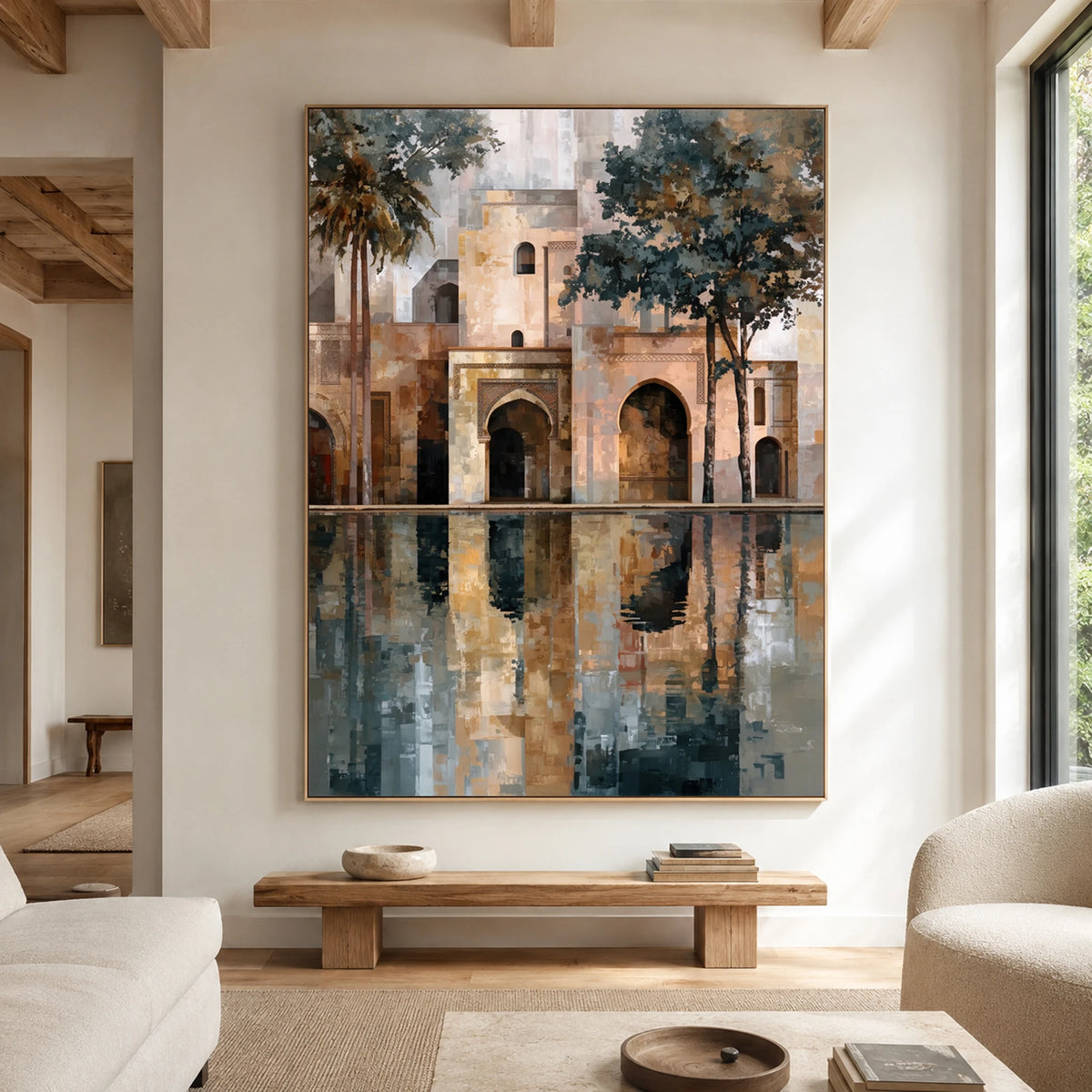 Courtyard in Reflection - living room hero - textured impasto artwork