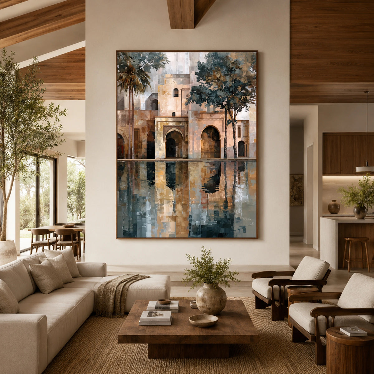 Courtyard in Reflection - living room - textured impasto artwork