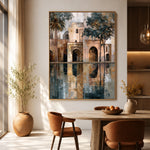 Courtyard in Reflection - dining room - textured impasto artwork