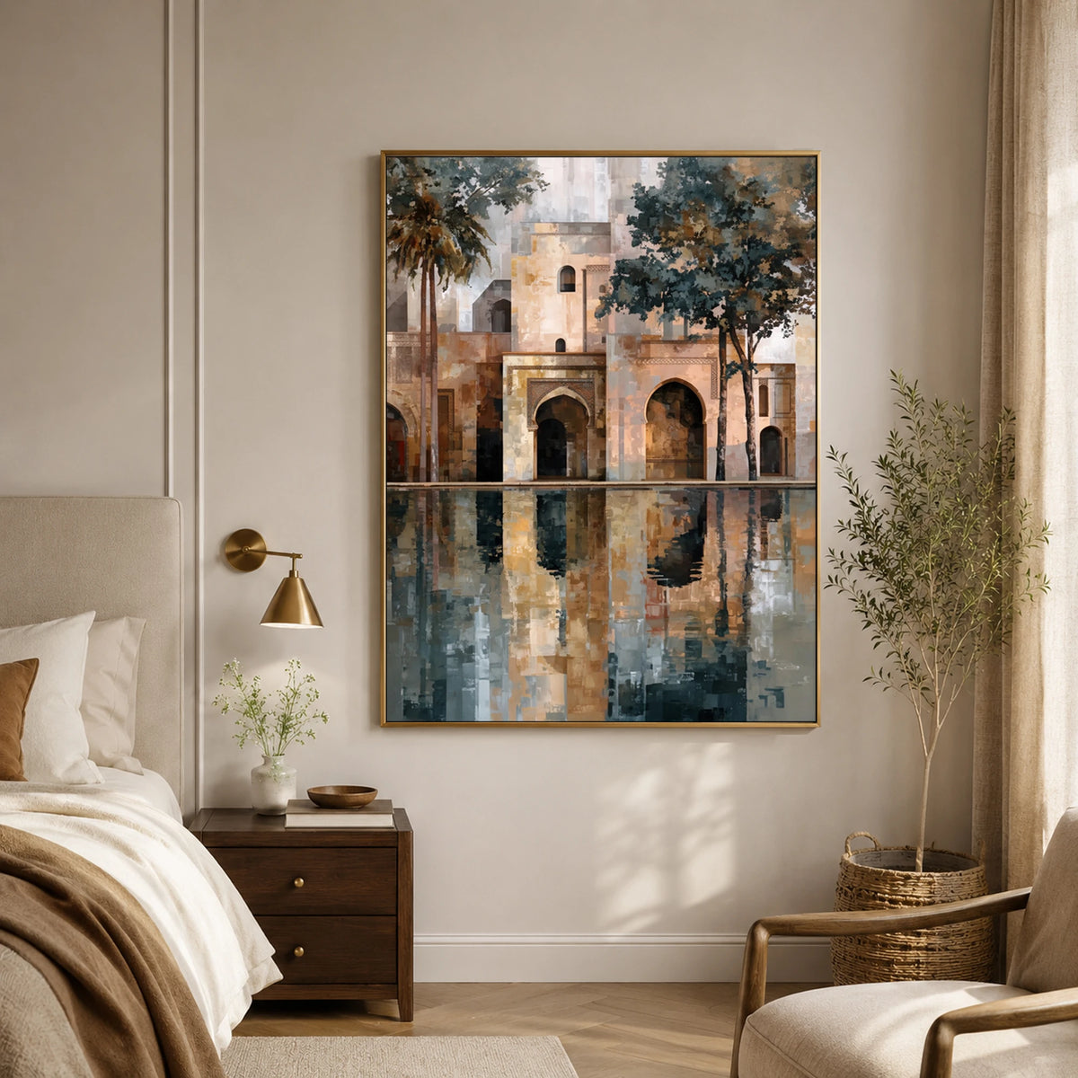Courtyard in Reflection - bedroom - textured impasto artwork