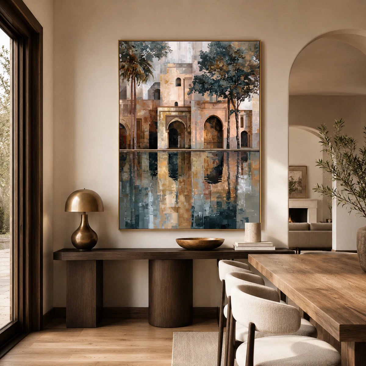 Courtyard in Reflection - home office - textured impasto artwork