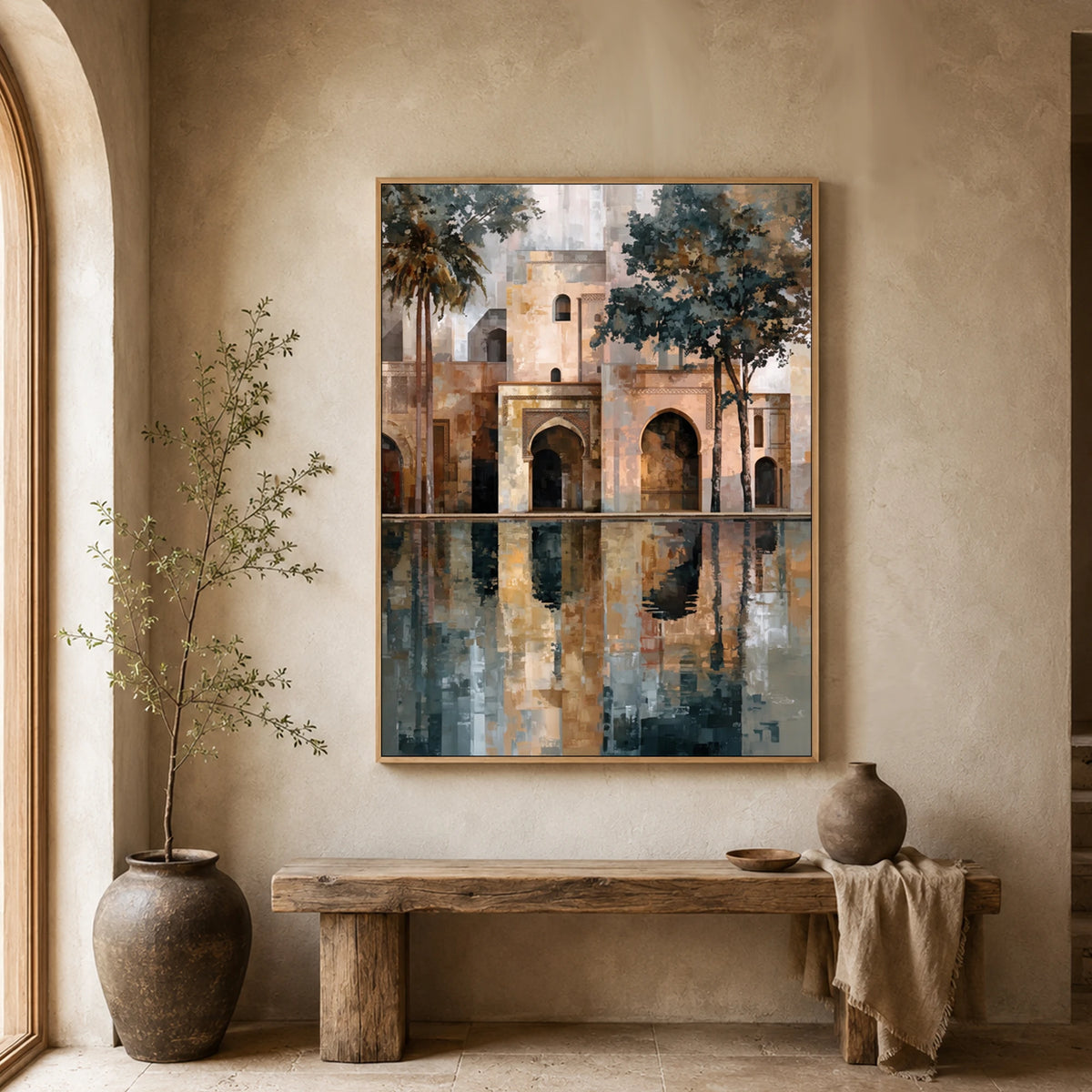 Courtyard in Reflection - entryway - textured impasto artwork