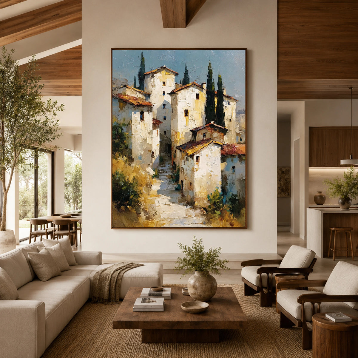 Cypress Village Light - living room - textured impasto artwork