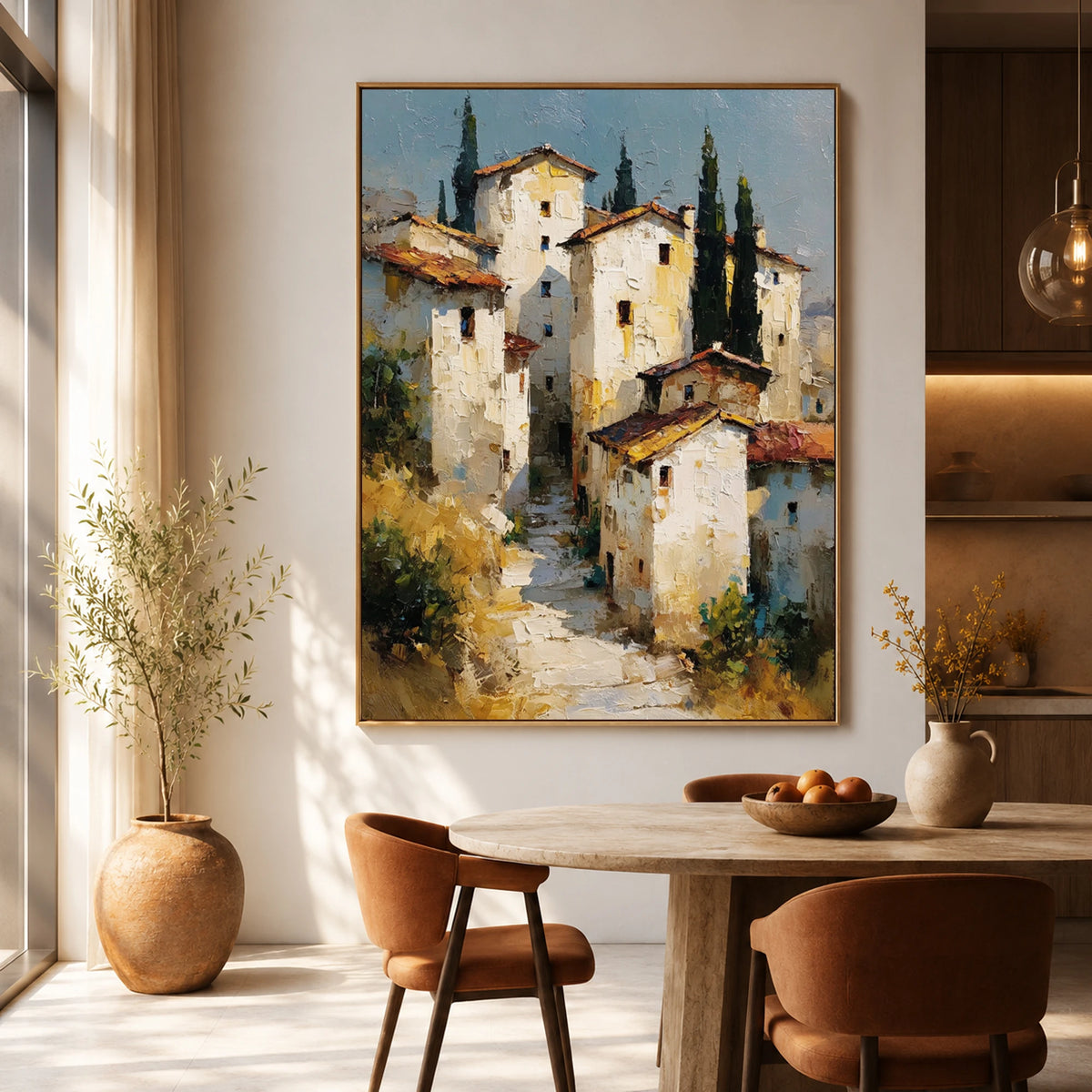 Cypress Village Light - dining room - textured impasto artwork