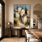 Cypress Village Light - home office - textured impasto artwork
