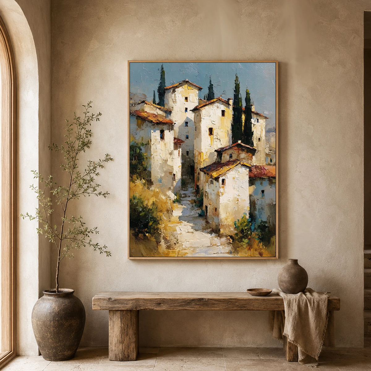 Cypress Village Light - entryway - textured impasto artwork