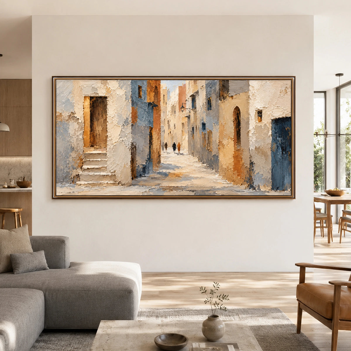 Echoes of Blue - living room - textured impasto artwork