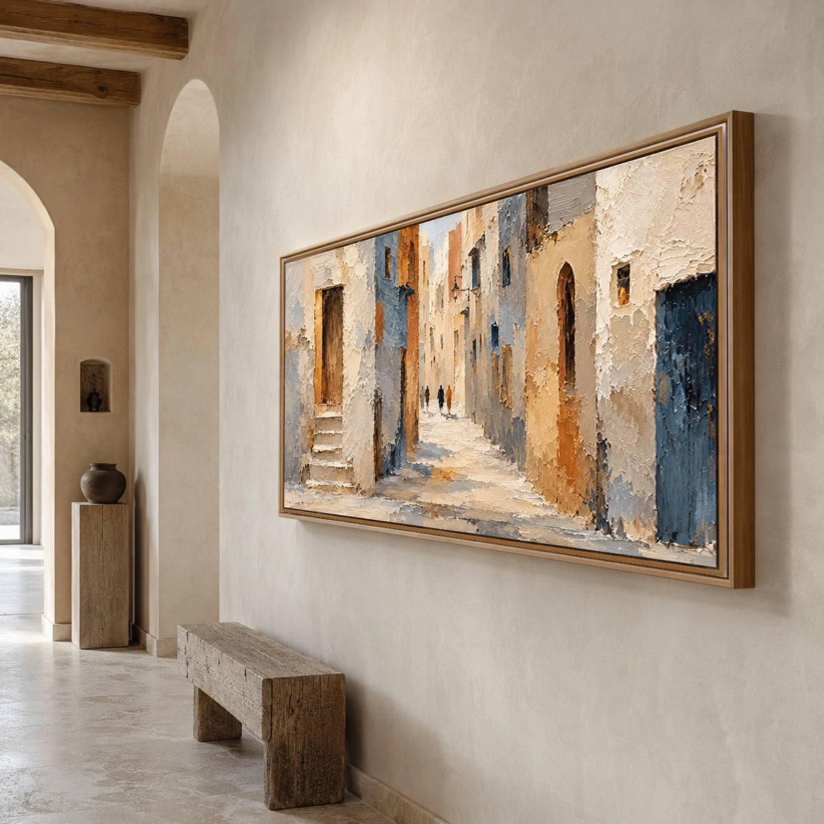 Echoes of Blue - opposite side view - textured impasto artwork