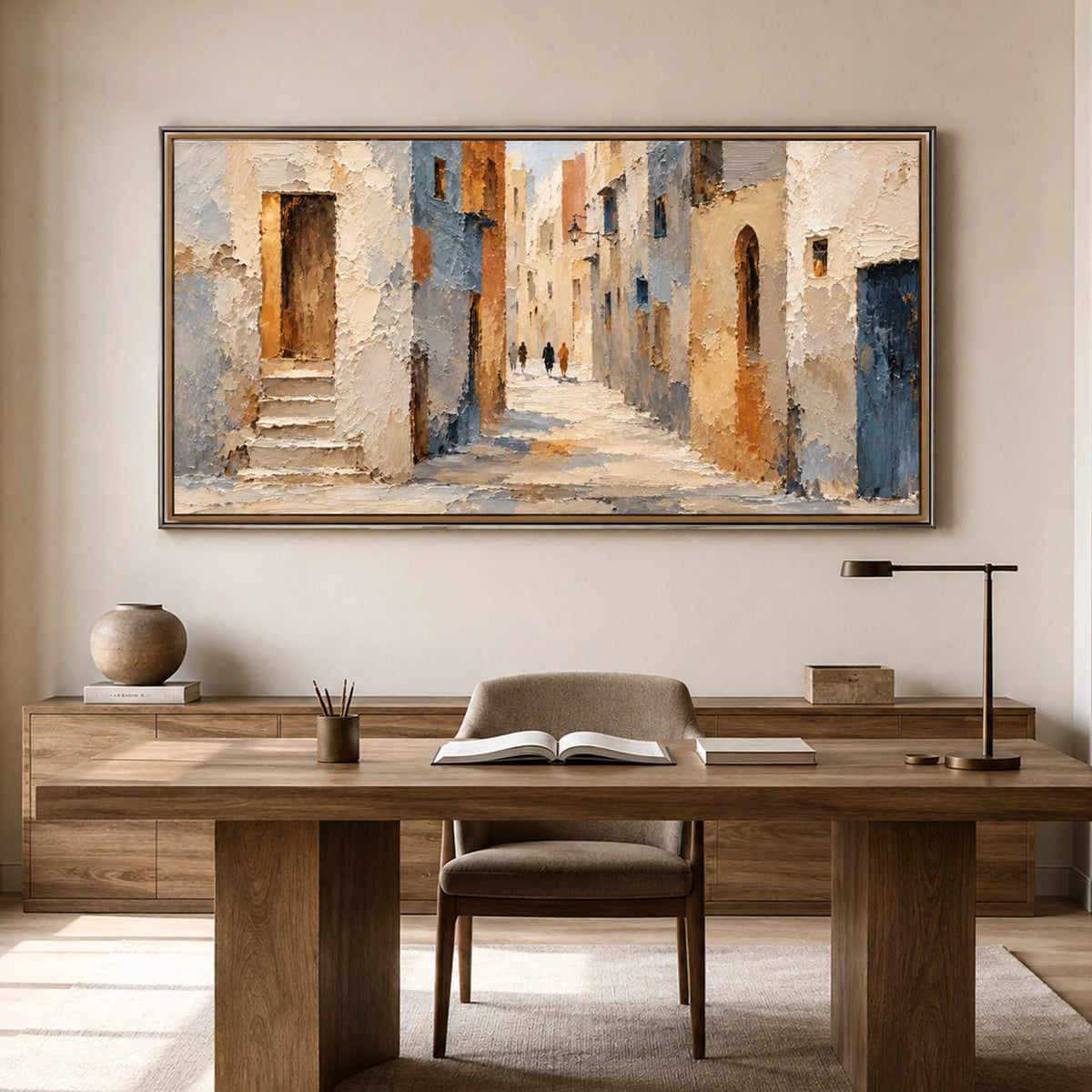 Echoes of Blue - home office - textured impasto artwork