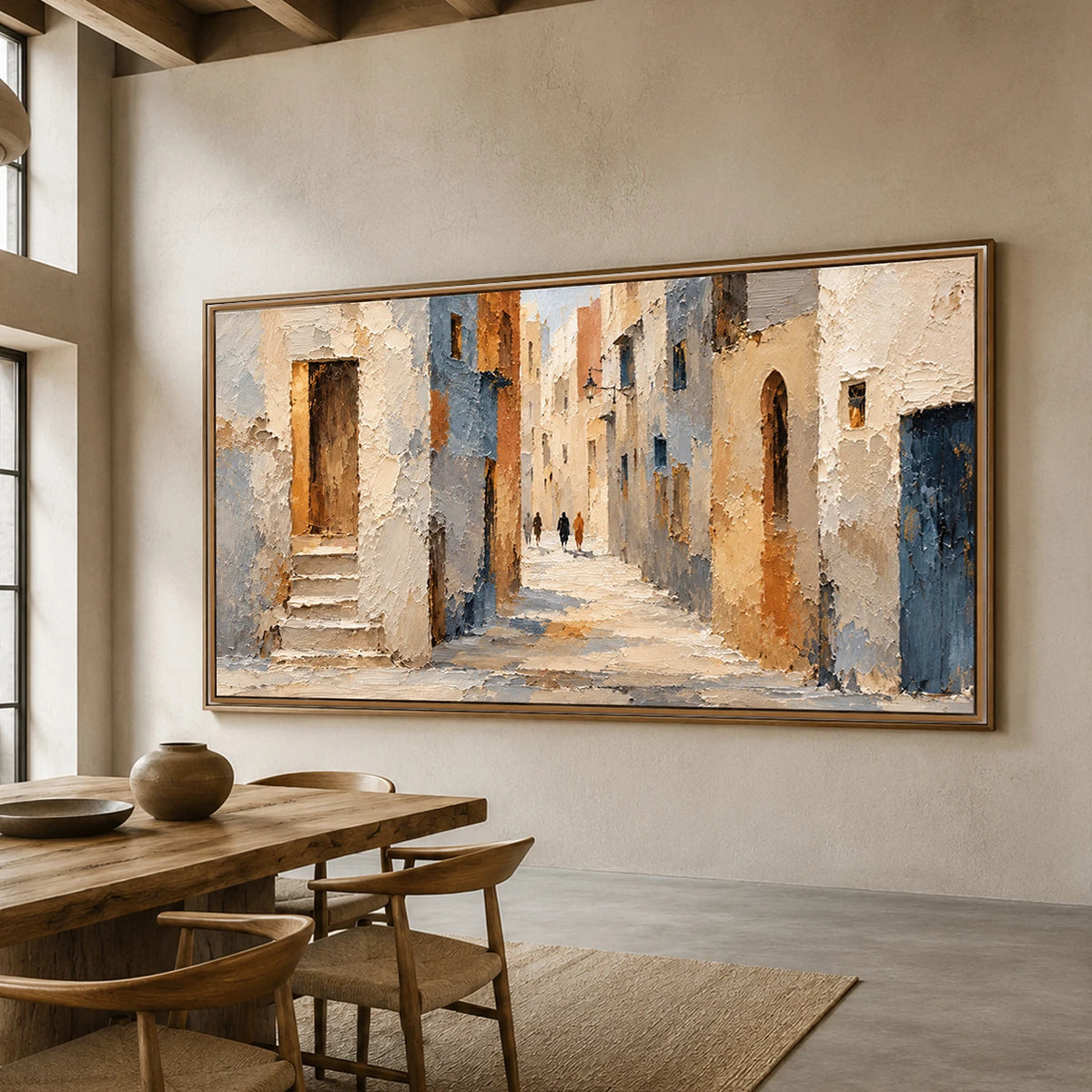 Echoes of Blue - dining room - textured impasto artwork