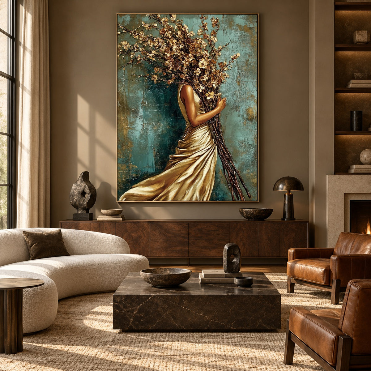 A Bouquet for Tomorrow - front-view living-room hero - expressive contemporary art painting