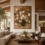 A Bouquet of Cream - front-view living-room hero - expressive contemporary art painting