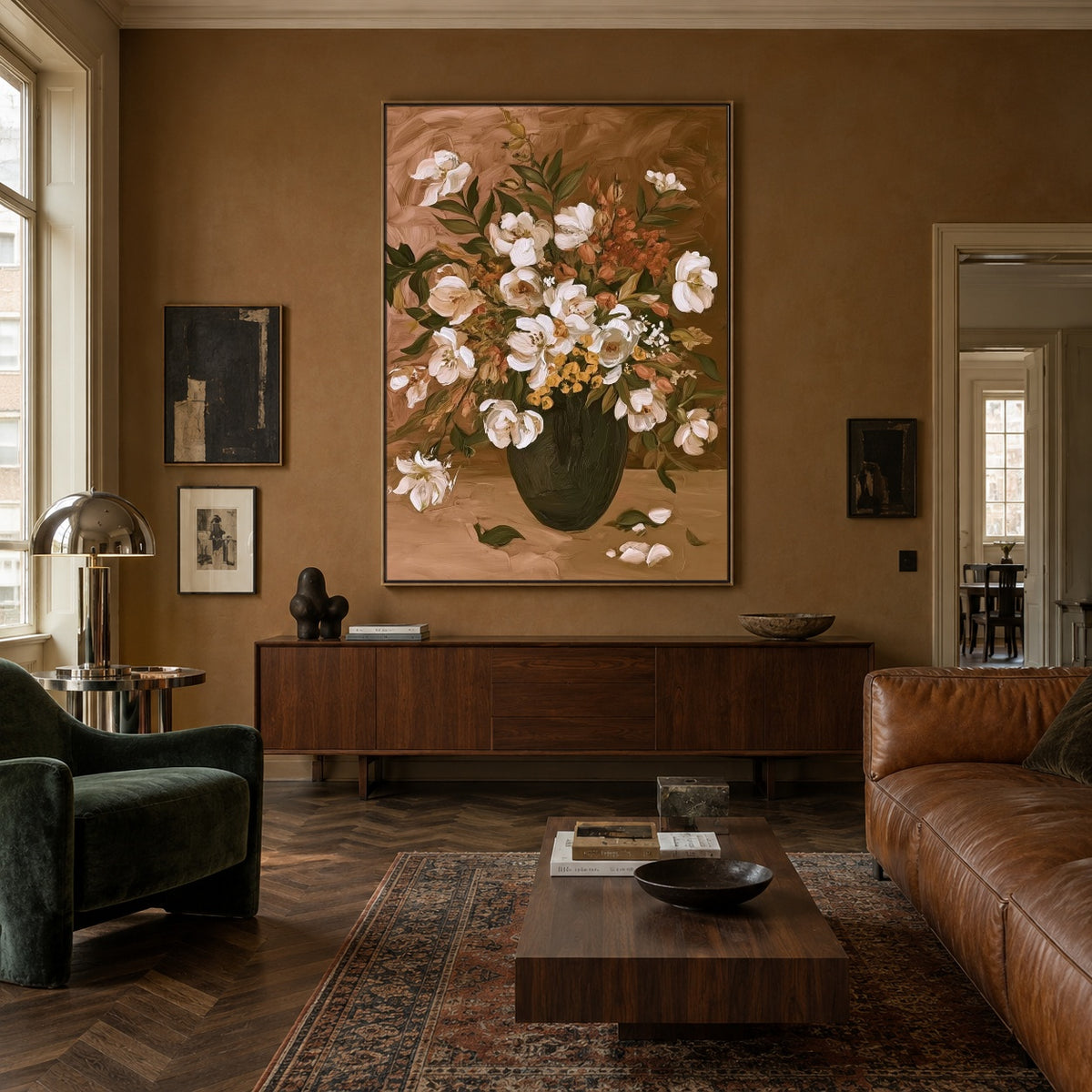 A Bouquet of Cream - interior setting 4 - expressive contemporary art painting