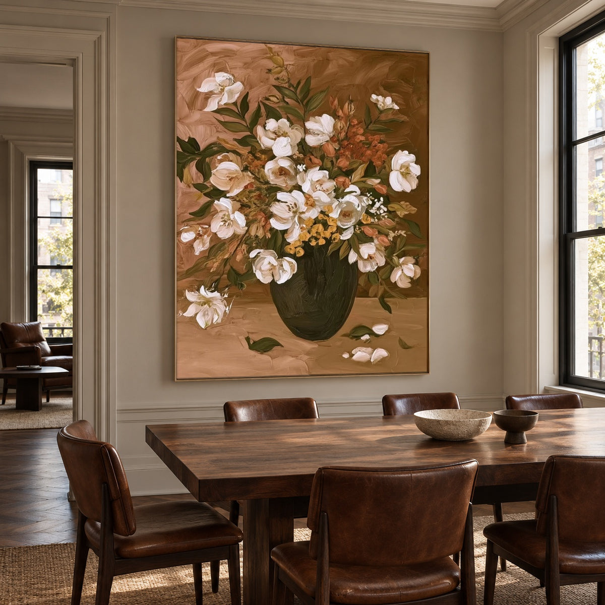 A Bouquet of Cream - interior setting 7 - expressive contemporary art painting