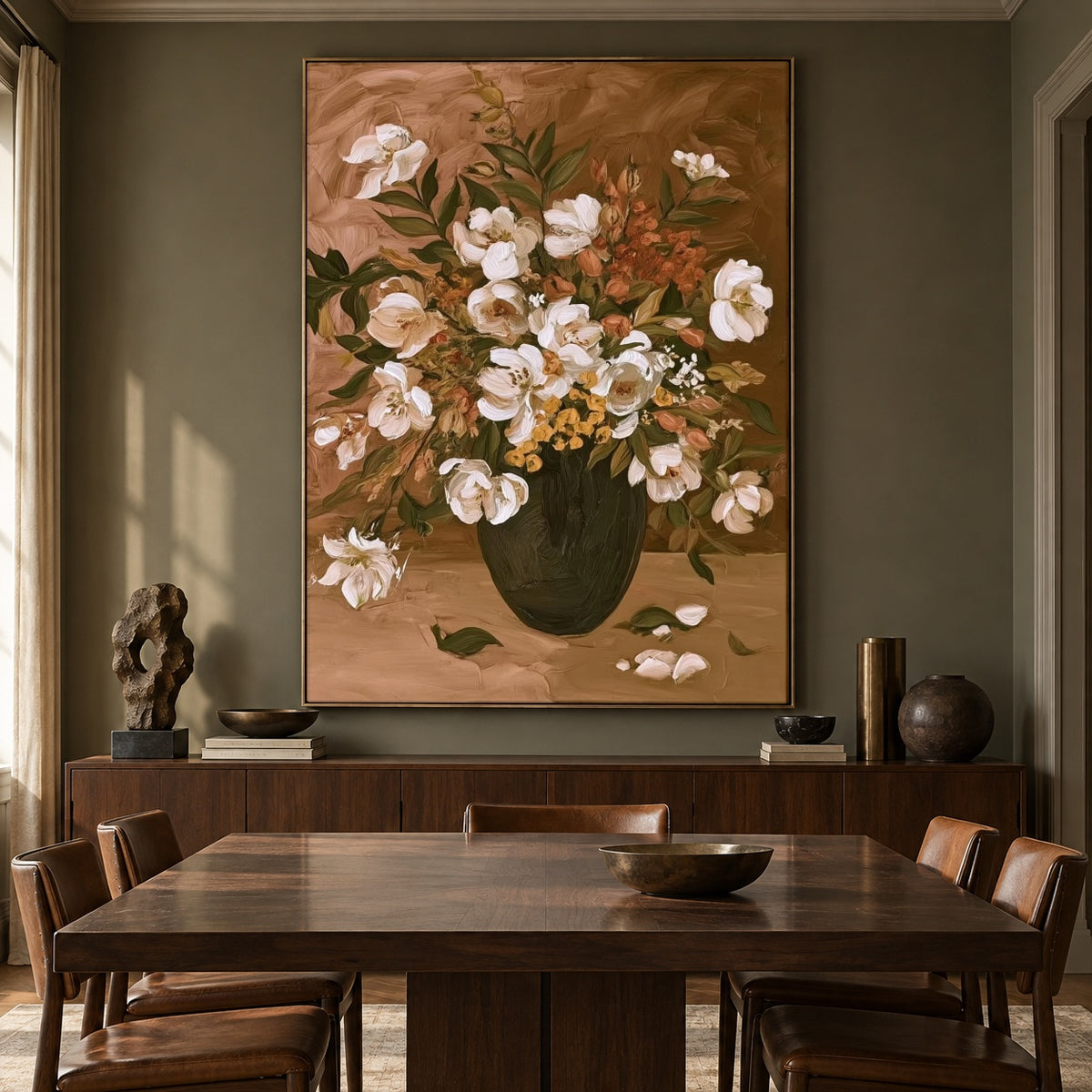 A Bouquet of Cream - interior setting 8 - expressive contemporary art painting