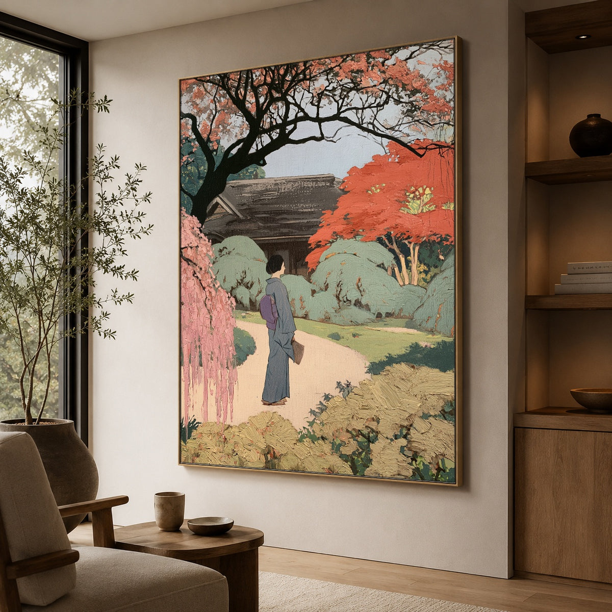 A Garden Between Seasons - oblique view - expressive contemporary art painting