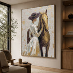 A Gentle Golden Bond - oblique view - expressive contemporary art painting