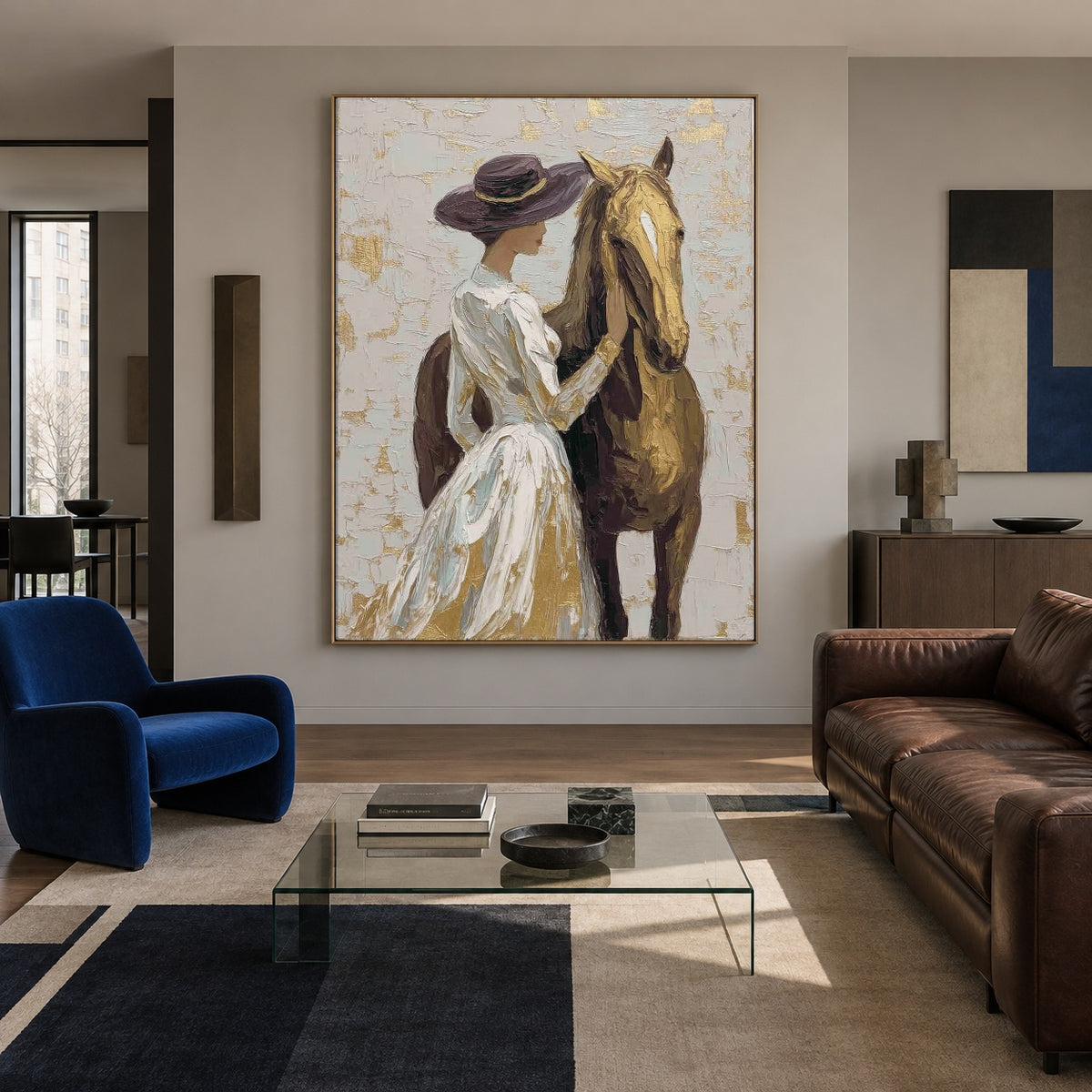 A Gentle Golden Bond - interior setting 3 - expressive contemporary art painting