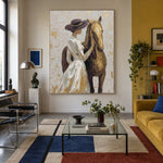 A Gentle Golden Bond - interior setting 4 - expressive contemporary art painting