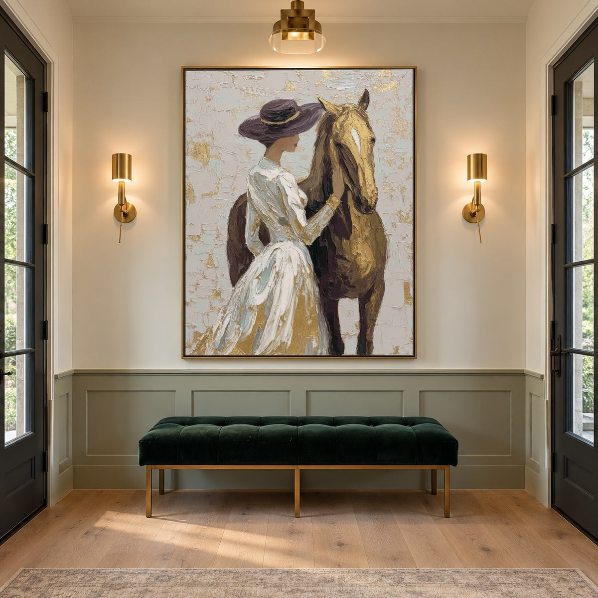 A Gentle Golden Bond - interior setting 5 - expressive contemporary art painting