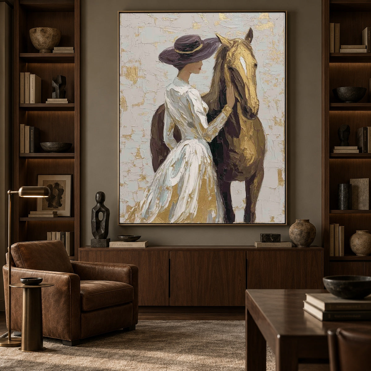 A Gentle Golden Bond - interior setting 7 - expressive contemporary art painting