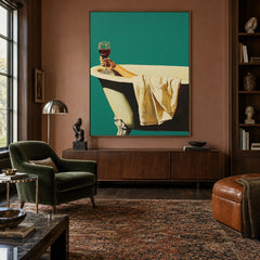 A Glass of Quiet - front-view living-room hero - expressive contemporary art painting