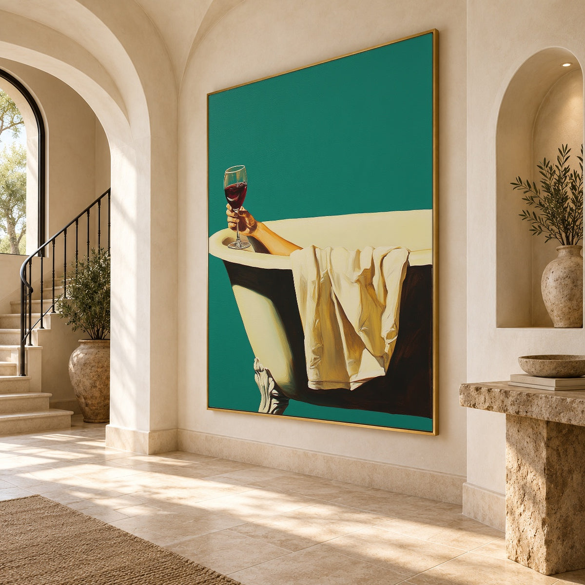 A Glass of Quiet - oblique view - expressive contemporary art painting