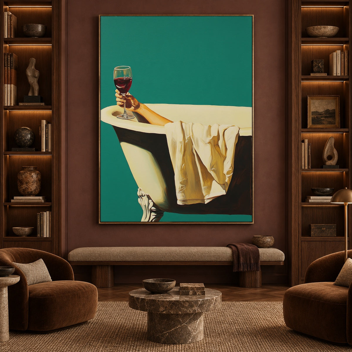 A Glass of Quiet - interior setting 3 - expressive contemporary art painting