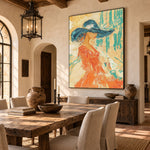 A Moment in Turquoise - oblique view - expressive contemporary art painting