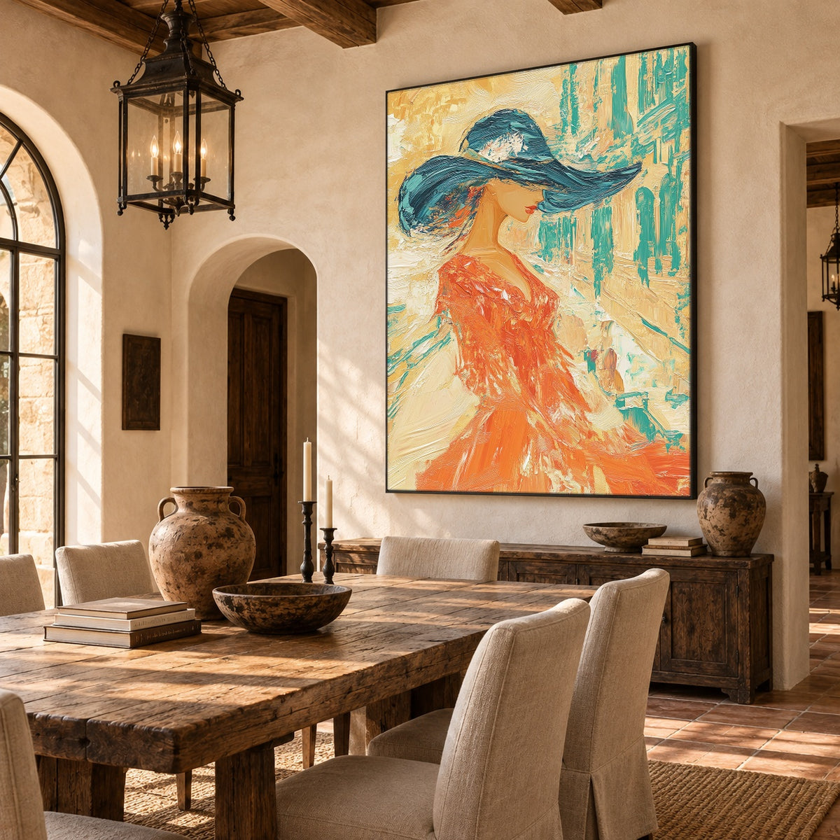 A Moment in Turquoise - oblique view - expressive contemporary art painting