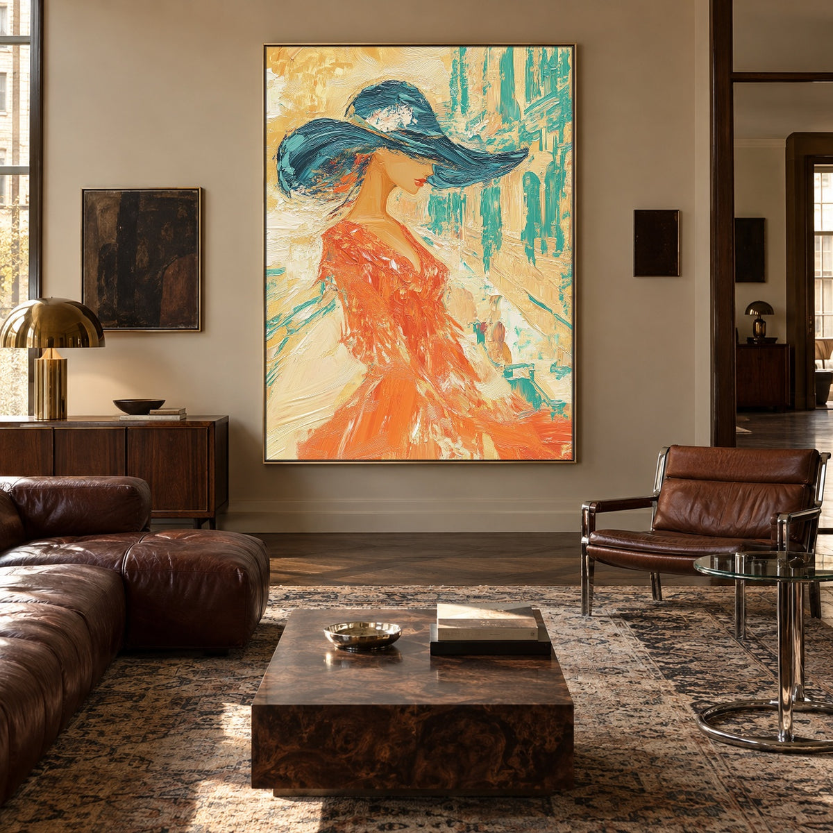 A Moment in Turquoise - interior setting 4 - expressive contemporary art painting