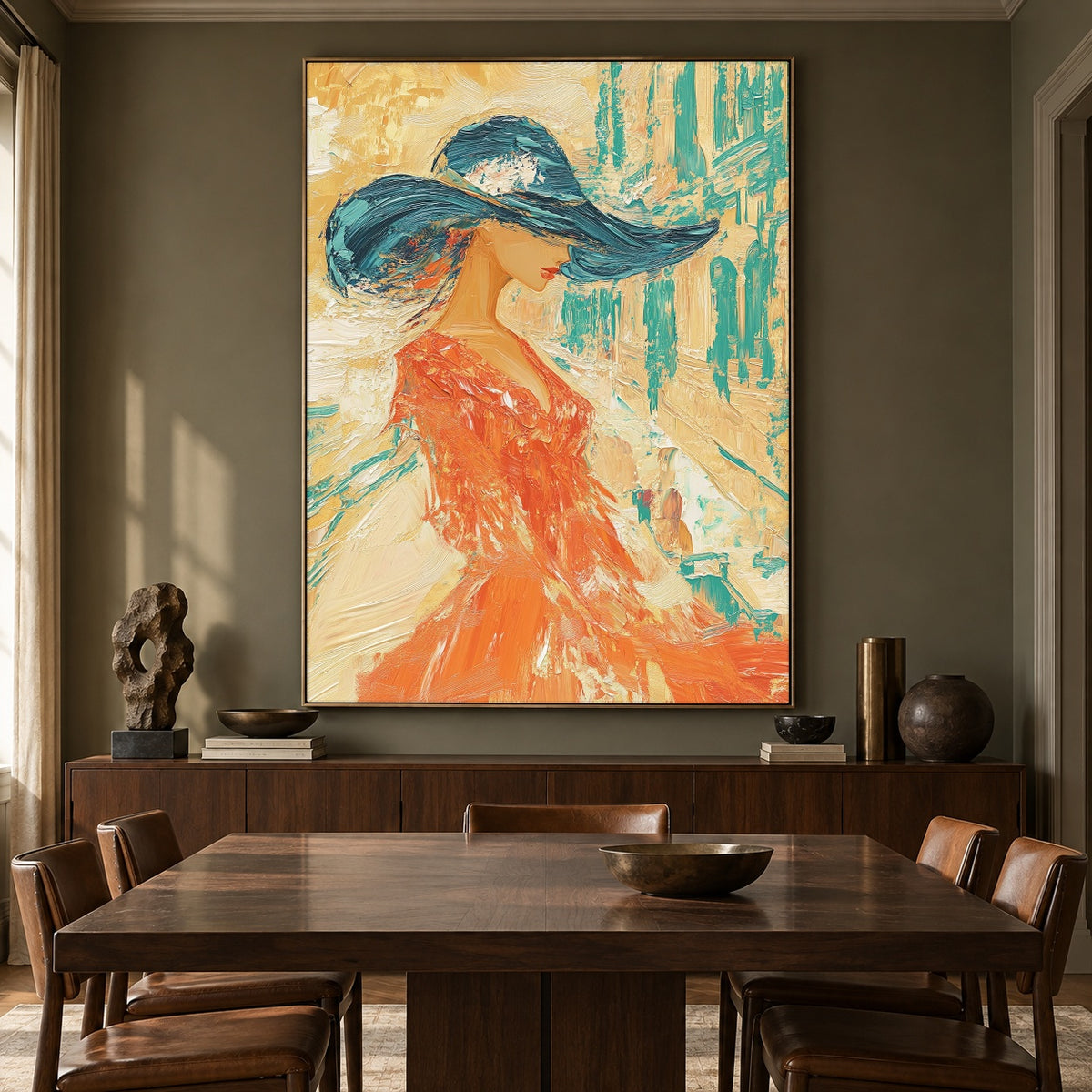 A Moment in Turquoise - interior setting 6 - expressive contemporary art painting