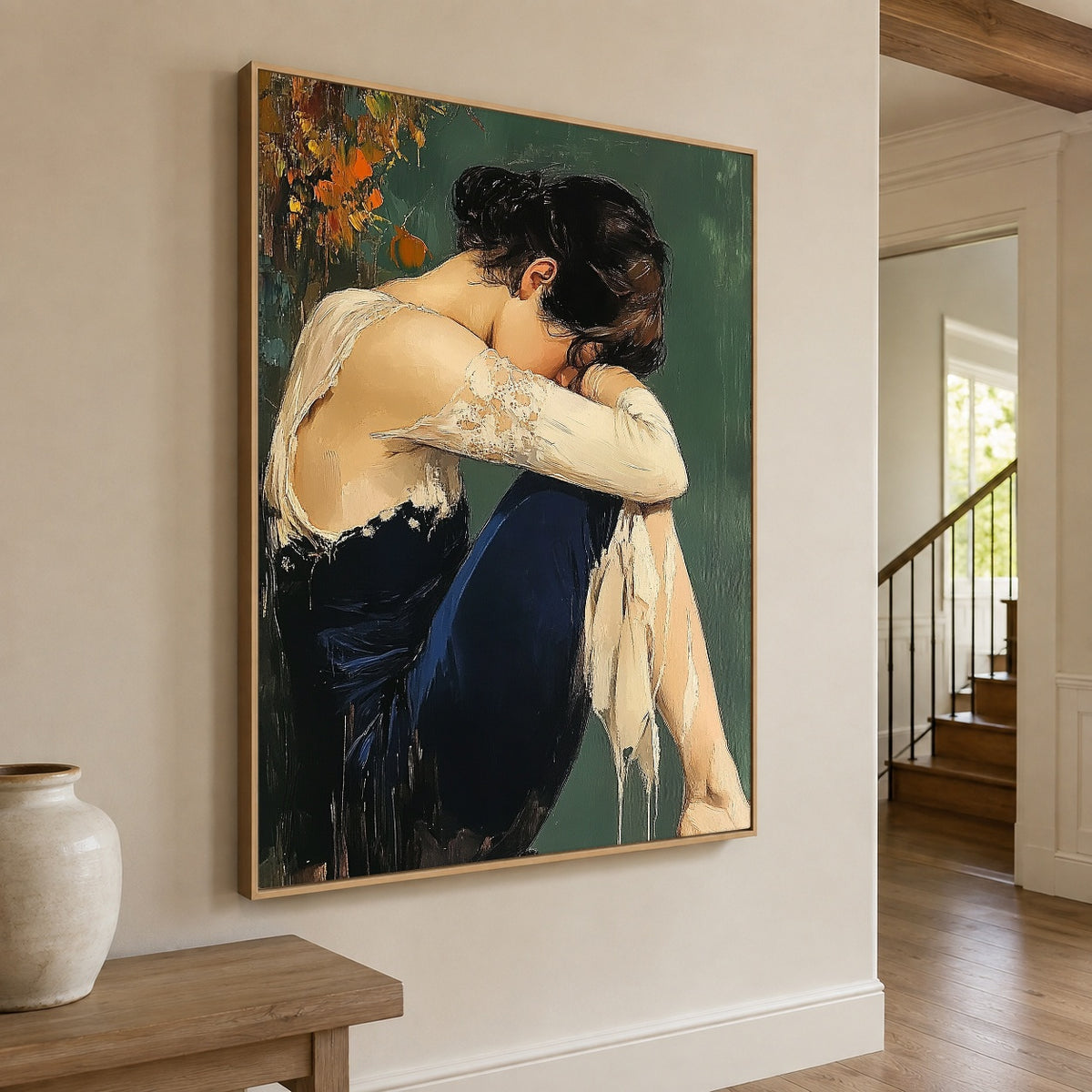 A Pause Beneath Autumn - oblique view - expressive contemporary art painting