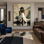 A Story by Water - front-view living-room hero - expressive contemporary art painting