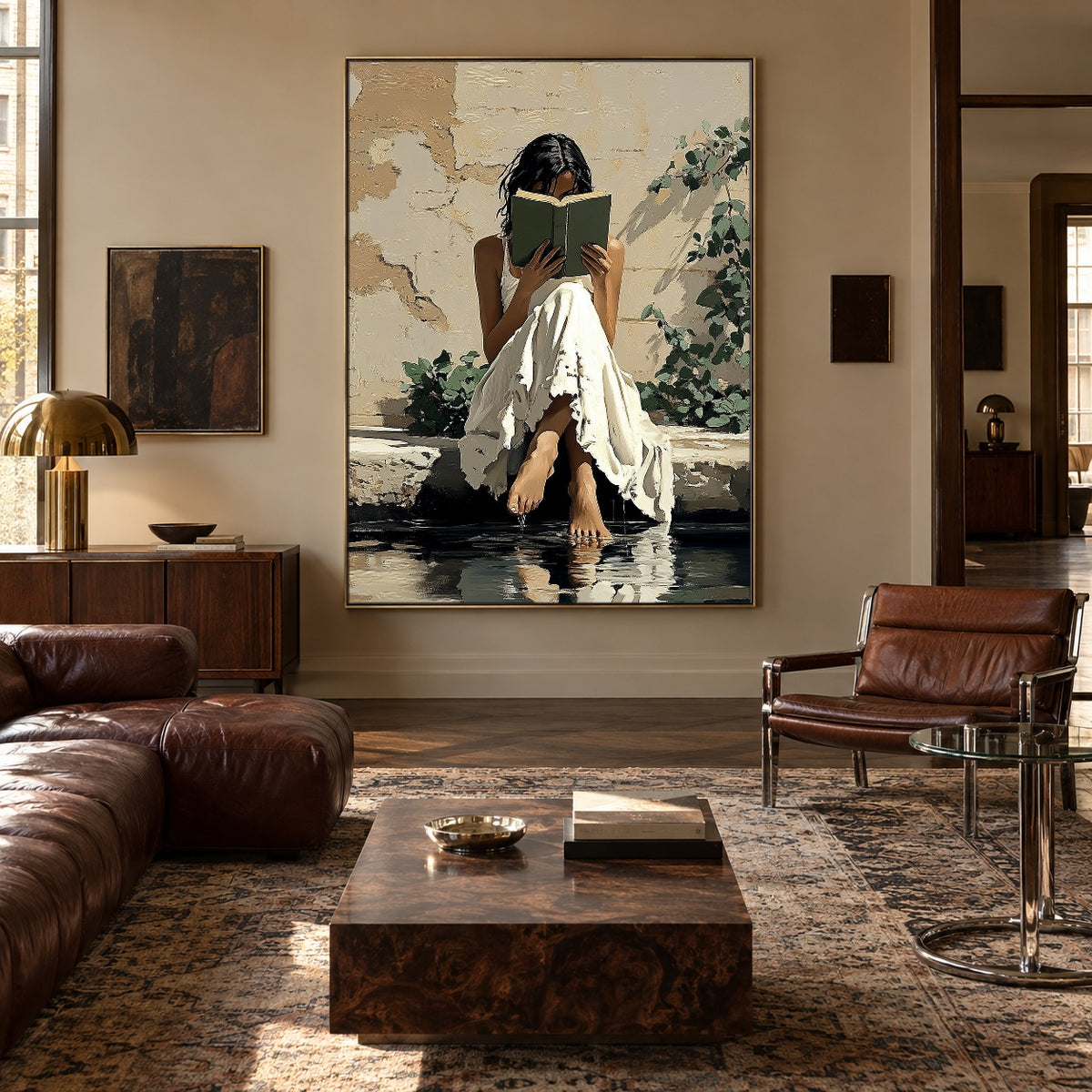 A Story by Water - interior setting 3 - expressive contemporary art painting