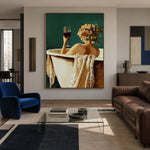 A Toast to Solitude - interior setting 5 - expressive contemporary art painting