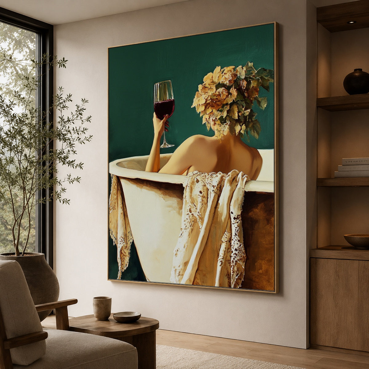A Toast to Solitude - interior setting 6 - expressive contemporary art painting