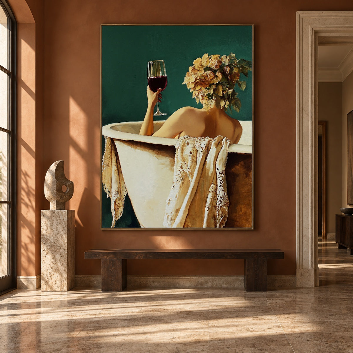 A Toast to Solitude - interior setting 7 - expressive contemporary art painting