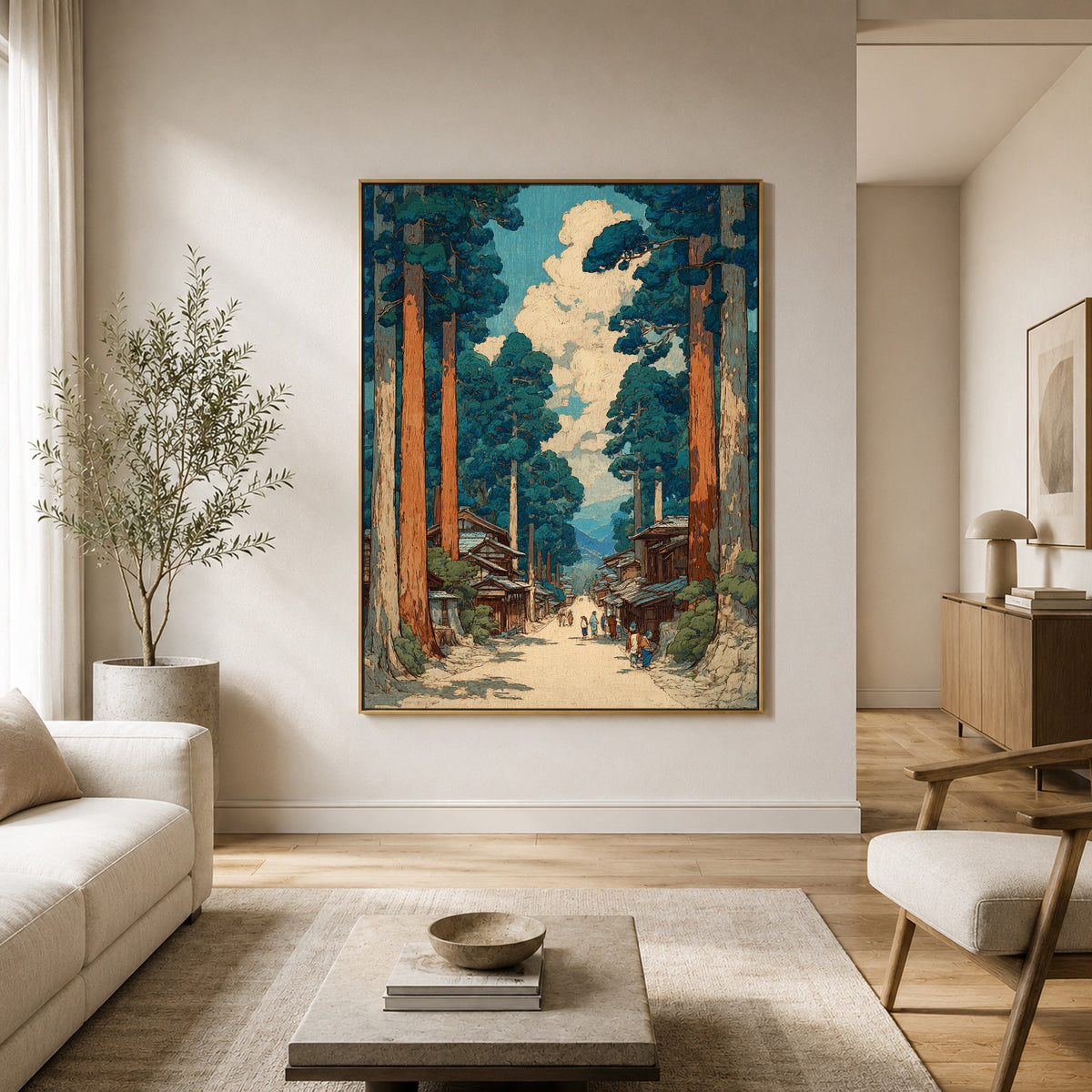 Along the Cedar Road - front-view living-room hero - expressive contemporary art painting