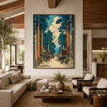 Along the Cedar Road - interior setting 3 - expressive contemporary art painting