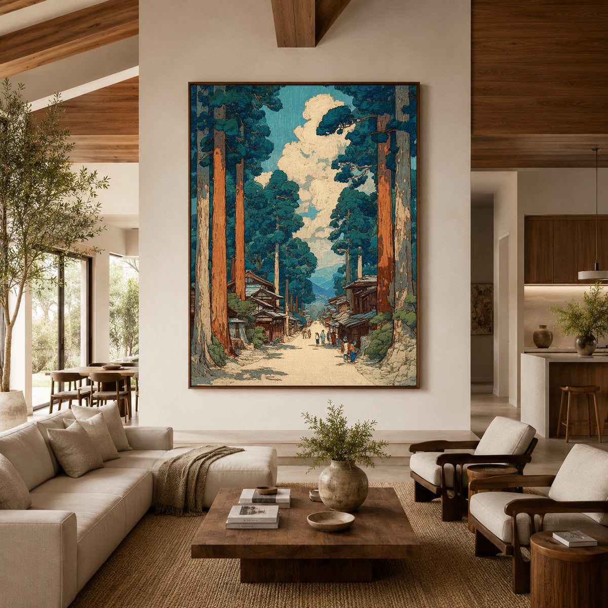 Along the Cedar Road - interior setting 3 - expressive contemporary art painting