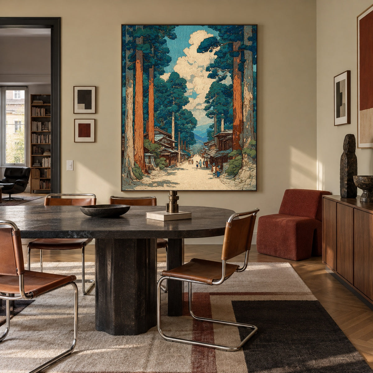 Along the Cedar Road - interior setting 6 - expressive contemporary art painting