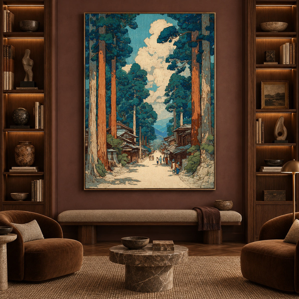 Along the Cedar Road - interior setting 7 - expressive contemporary art painting