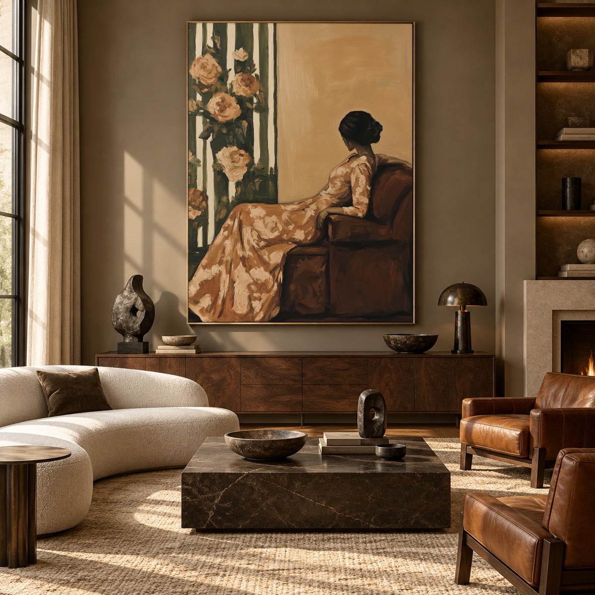 An Hour Among Roses - front-view living-room hero - expressive contemporary art painting