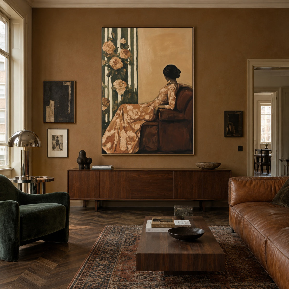An Hour Among Roses - interior setting 3 - expressive contemporary art painting